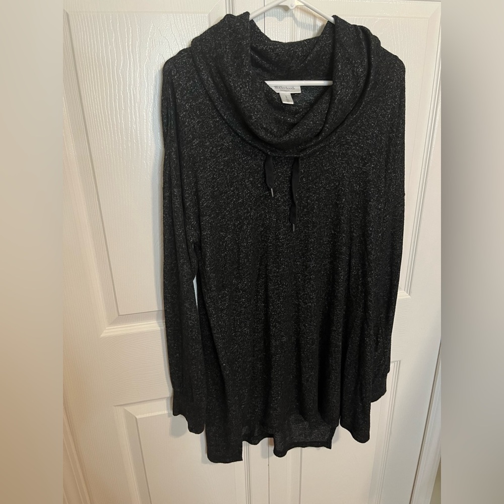 Motherhood Cowl Neck Darker Gray Sweater Tunic Size Large